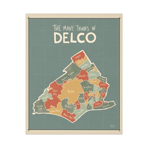 The Many Towns of Delco Map light Blue - Etsy