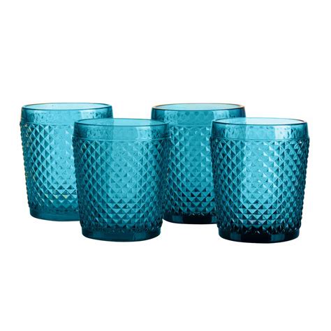 Set De Vasos De Cristal Diamante Azul Ml