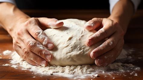 Premium Photo A Person Kneading Dough On A Table