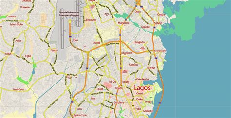 Lagos State Nigeria Pdf Vector Map Full Extra High Detailed Admin