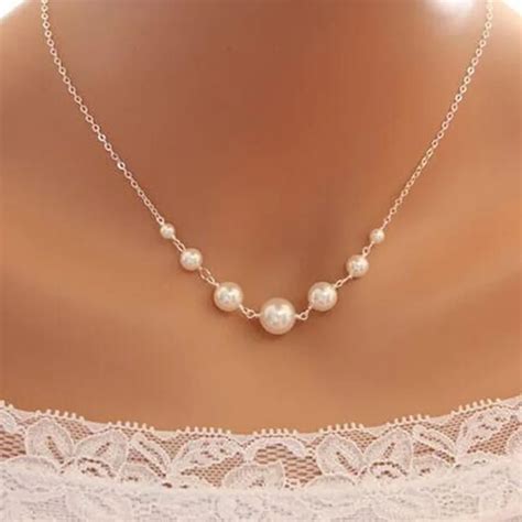 Crazy Feng Fashion Simulated Pearl Choker Necklace For Women Silver