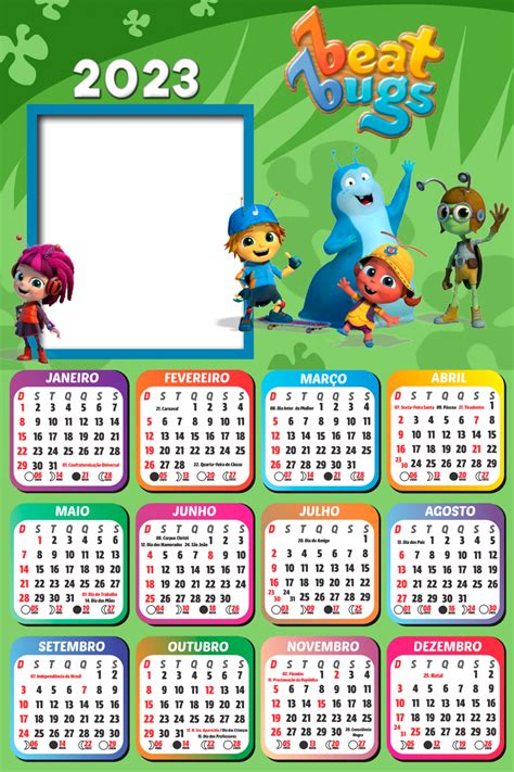 Calendário 2023 Beat Bugs Moldura Png Para Montar Imagem Legal