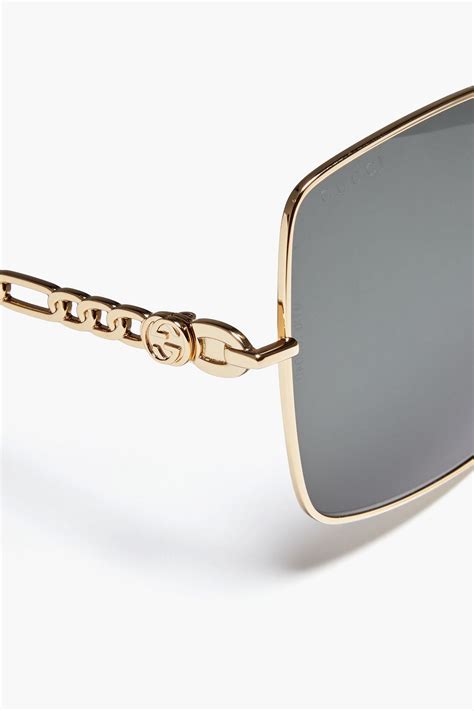 Gucci Square Frame Gold Tone Sunglasses The Outnet