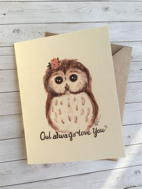 Owl Always Love You Cute Owl Cards Little Owl Birthday Etsy