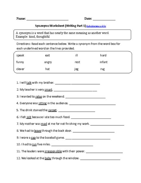 Grade 6 Worksheets English