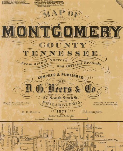 Montgomery County Tennessee 1877 Old Wall Map Reprint With - Etsy