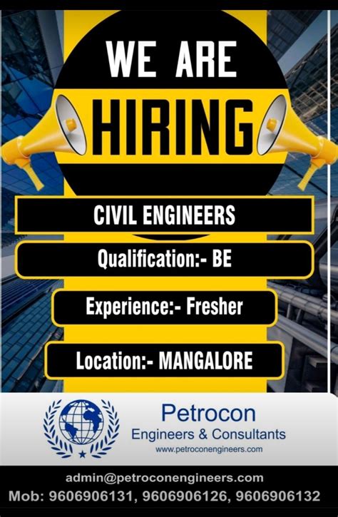 Petrocon Engineers Consultants Hiring Fresher Degree Civil Engineer