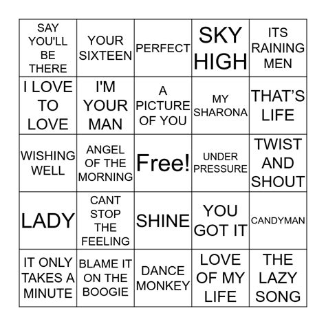 MIX 1 Bingo Card