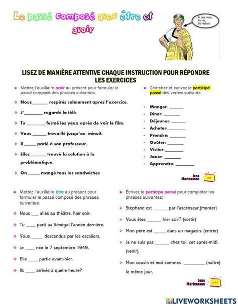 Le Passé Composé Avec être Et Avoir Worksheet French Teaching Resources Learn French