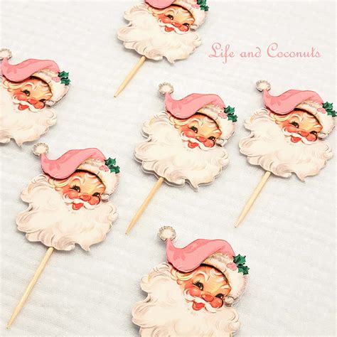 Christmas Cupcake Toppers Santa Cupcake Toppers Vintage Santa Clause