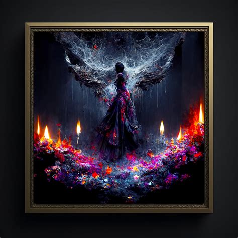 Gothic Wall Art-abstract Dark Angel-digital Oil Painting-moody Home ...