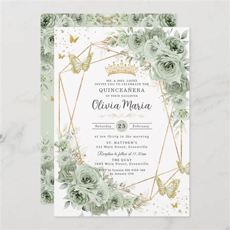 Greenery Sweet Sixteen Invitation Template White Roses Sweet Th