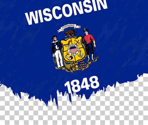 Bandeira Grungestyle De Wisconsin Em Um Fundo Transparente Vetor Premium