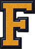 Presentation Alphabets Gold Navy Blue Varsity Letter F