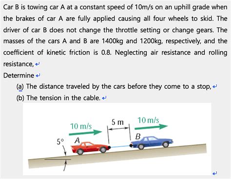 Solved Car B Is Towing Car A At A Constant Speed Of M S On Chegg