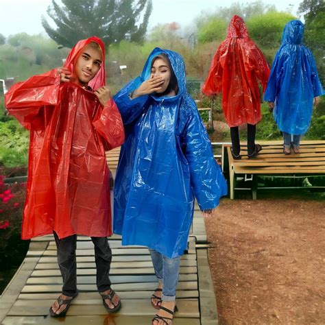 Jas Hujan Plastik Ponco Lengan Panjang Raincoat Travel Poncho Murah