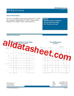 2841 Datasheet(PDF) - KR Electronics, Inc.
