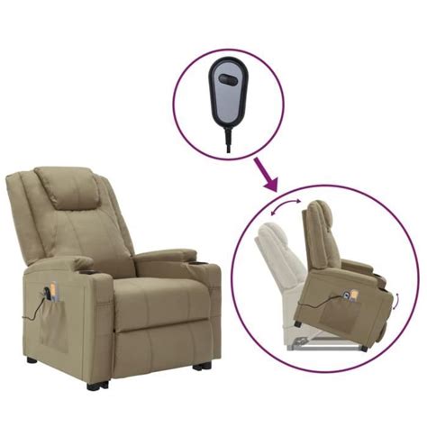 VIE Fauteuil Inclinable De Massage Cappuccino Similicuir 92428