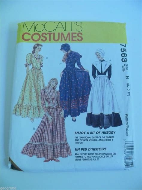 Uncut Mccall S Costume Misses Pilgrim Pioneer Pattern Size B