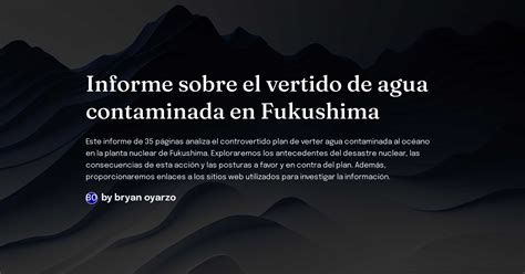 Informe Sobre El Vertido De Agua Contaminada En Fukushima