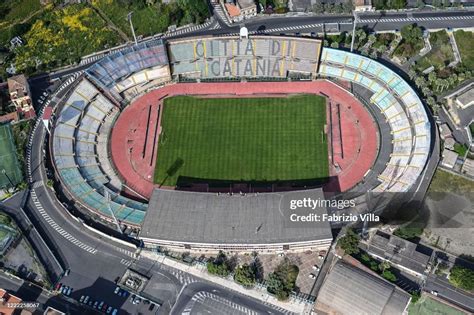 Aerial view of the football stadium of Catania "Angelo Massimino ...