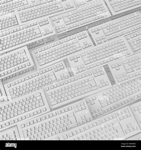 Computer Keyboards Many White Models Background 3d Illustration Stock