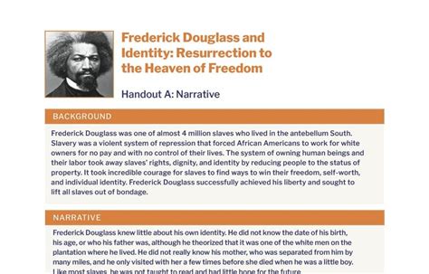 Frederick Douglass And Identity Handout A Narrative Bill Of Rights