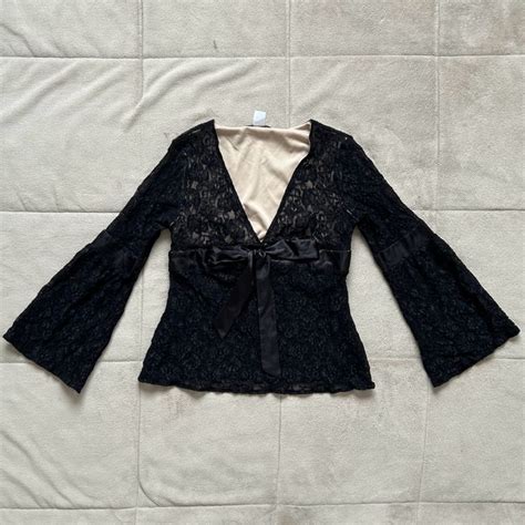 2000s Dainty Black Lace Dark Coquette Blouse Depop In 2023 2000s