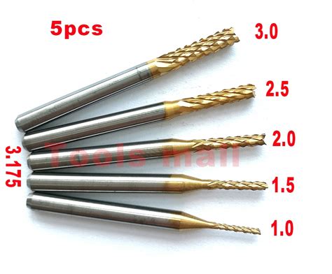 5pcs Titanium Coat Carbide 1 0 3 0 PCB Carbide Tools CNC Cutting Bits