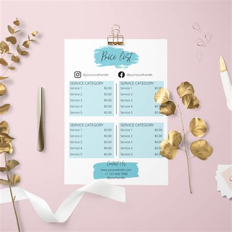 Editable Esthetician Price List Printable Menu Template Spa Etsy