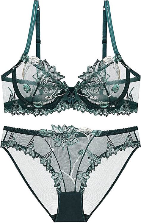 Guoeappa Women S Sexy Soft Lace Lingerie Set See Through Underwear