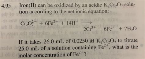 Solved A Lo Iron Ii Can Be Oxidized By An Acidic Chegg