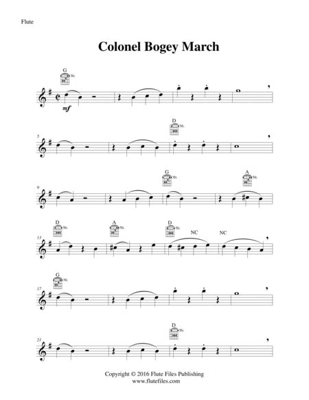 Colonel Bogey March - Flute Solo with Guitar Chords - Chamber Music ...