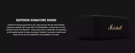 Marshall Emberton II Portable Bluetooth Speaker - Black & Brass | Allphones