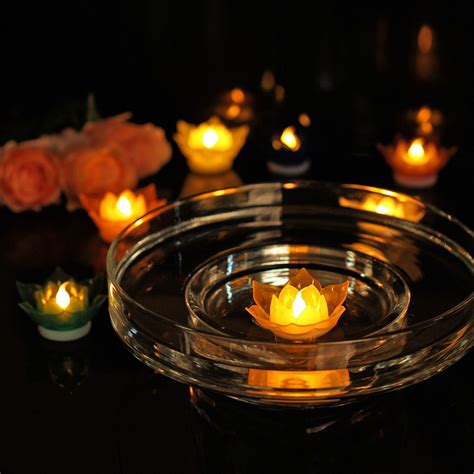 Romingo 7 Color Batteries Operated Lotus Led Candle Floating Candle Flameless Candle Light