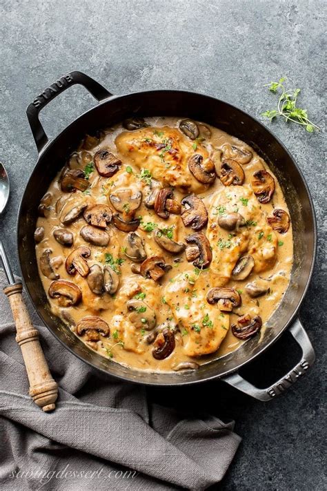 Skillet Chicken And Mushroom Wine Sauce Saving Room For Dessert