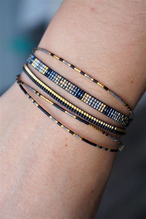 Set Van Handgemaakte Armbandjes Met Miyuki Kraaltjes Gold Etsy