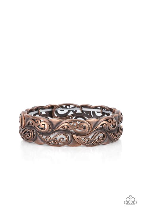 Paisley Portico Copper Bracelet Paparazzi Accessories Bedazzle Me Pretty Mobile Fashion