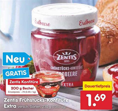 Zentis Frühstücks konfitüre Extra Angebot bei Netto Marken Discount