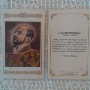 Saint Ignatius Of Loyola Founder Priest Laminated Relic Card Or