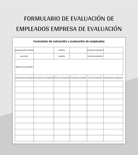 Plantilla de Excel Formulario De Evaluación De Empleados Empresa De