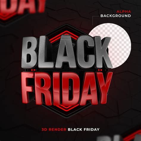 Premium PSD Black Friday Label In 3d Hexagonal And Neon Render For