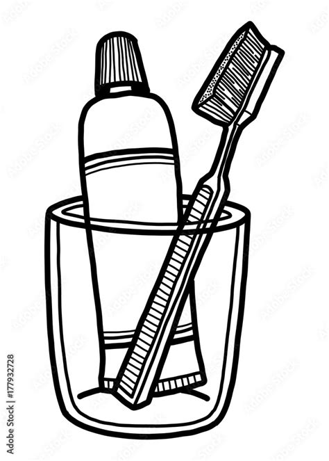 Toothbrush And Toothpaste Cartoon Vector And Illustration Black And