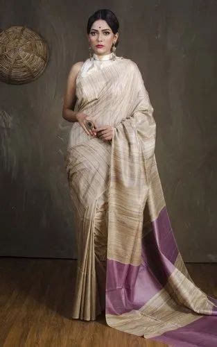 Meshira Printed Tussar Silk Sarees Length 6 M With Blouse Piece At