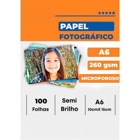 Papel Fotográfico A6 10x15cm Microporoso Semi Brilho 260g