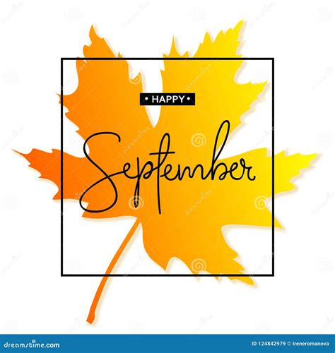 Happy September Calligraphy Inscription Autumn Banner Template Stock