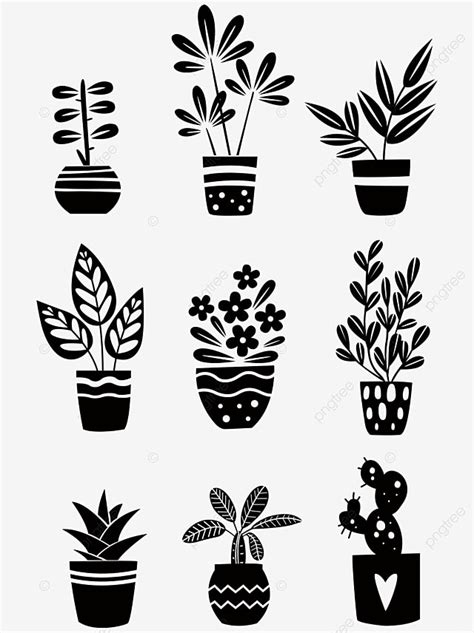 Flower Pot Illustration Vector Design Images, Vector Hand Drawn Flower ...