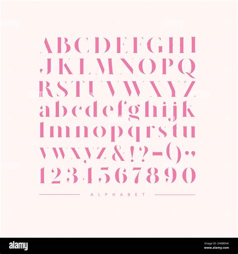 Stylish elegant font, english alphabet. uppercase, lowercase letters and numbers pink Stock ...