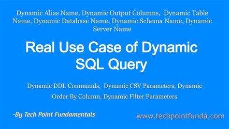 Real Use Case Of Dynamic SQL Query When And How To Use Dynamic SQL