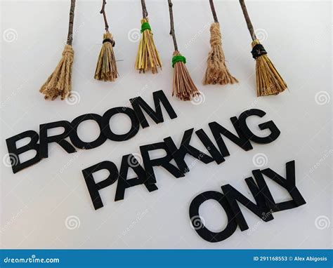 Broom Parking only Halloween Sign with Witch Brooms Stock Image - Image ...